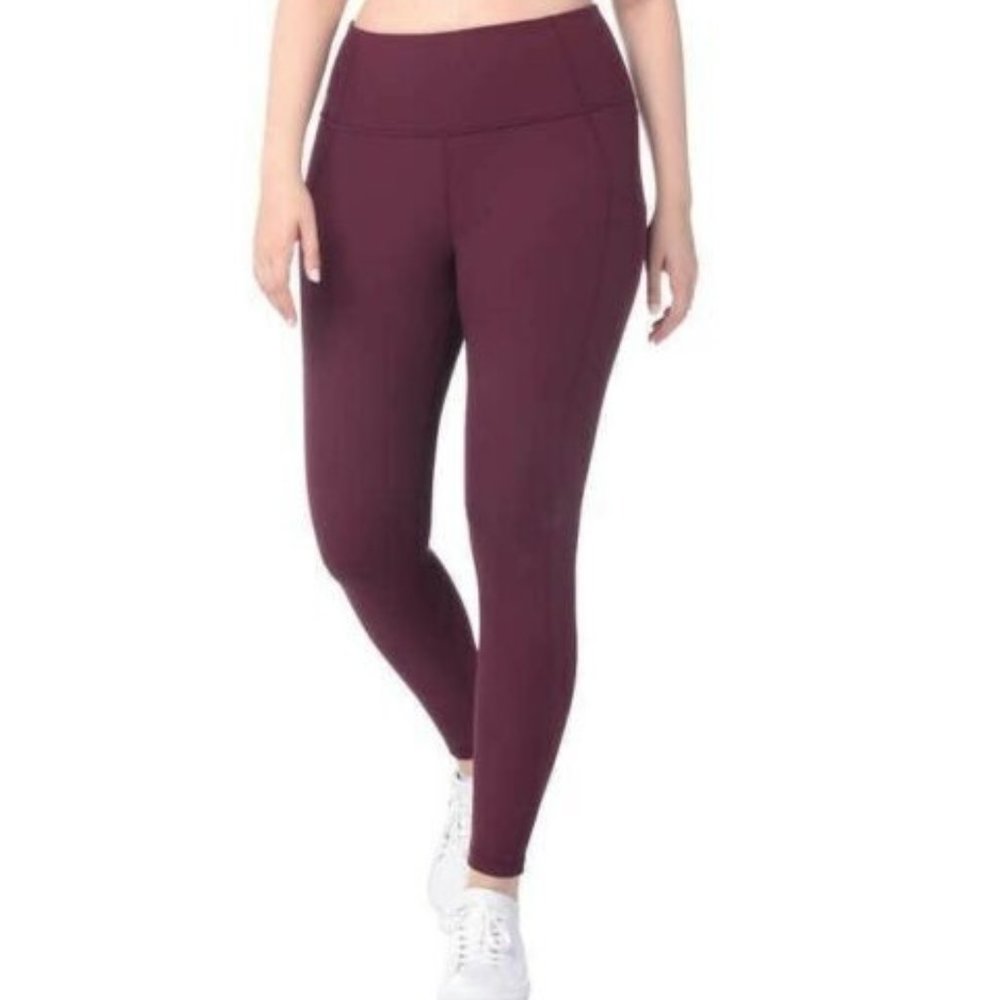 NWT Lukka Lux Women's Ribbed Legging With Side Pockets Size S Wine $50 1B163